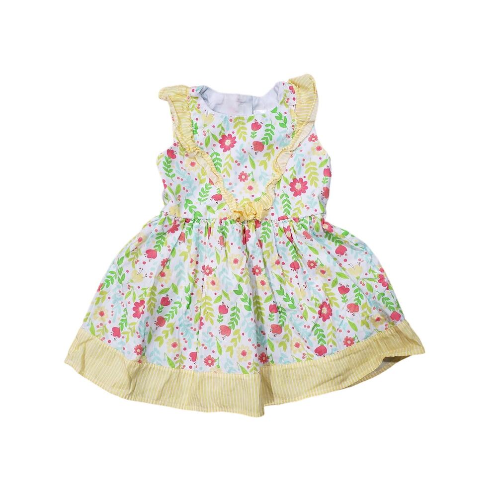 Nannette Baby White Floral Button Back Short Sleeved Tank Top Dress - Size 2T